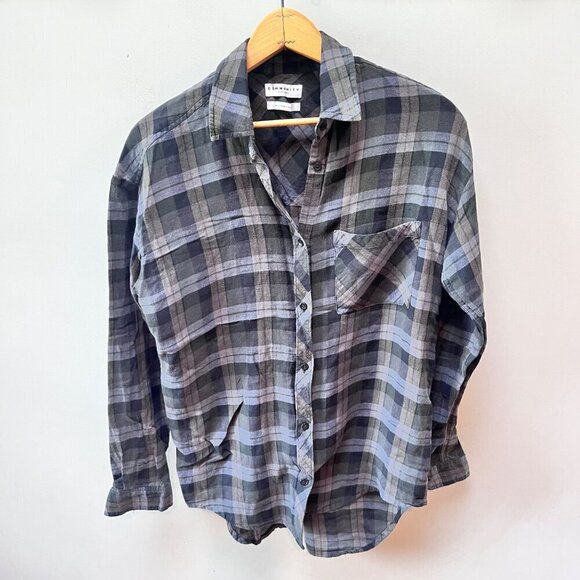 Community‎ Aritzia XS Plaid Button-Up Shirt With Linen - Picture 1 of 5